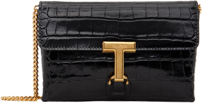 Дамска чанта Tom Ford Mini Stamped Croc Bag Черно | S0456-LCL395X