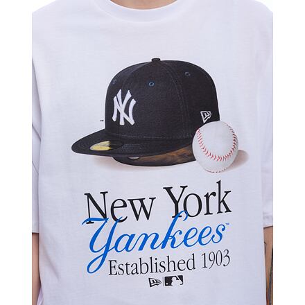 Тениска New Era New Era MLB NY Yankees Script Graphic Tee Бяло | 60596279, 1