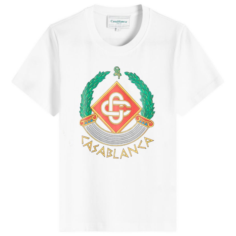 Тениска Casablanca Casa Crest Printed Fitted T-Shirt Бяло | WF24-JTS-020-01-WHITE