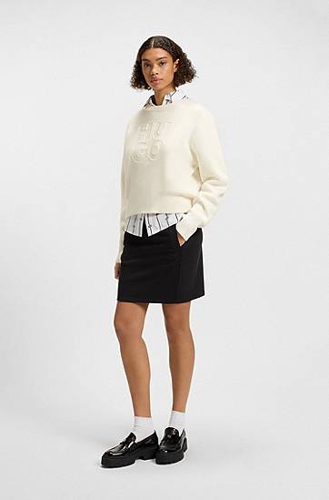 Пола BOSS Terry Short Skirt with Drawcord Черно | 50536965, 1