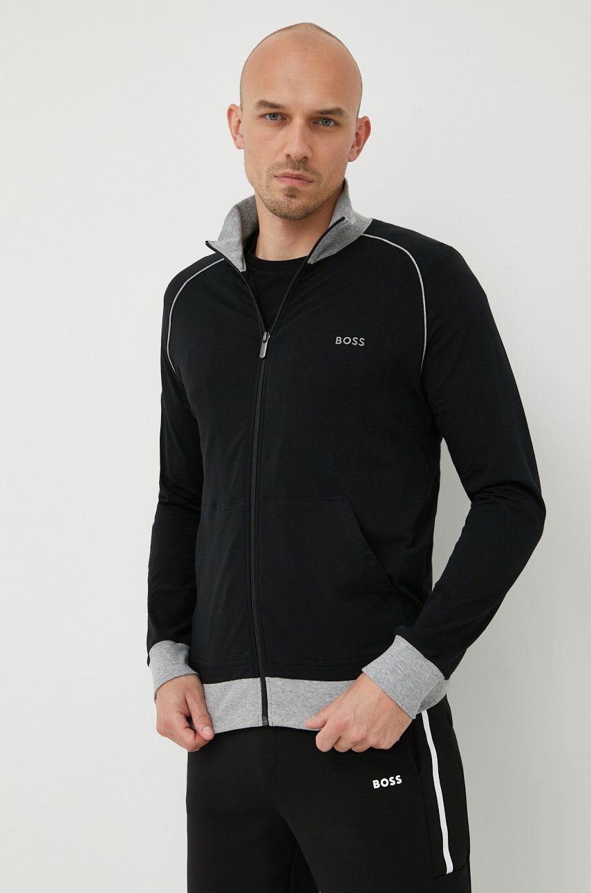 Суитчър BOSS Strech Cotton Jacket Zip-Up Черно | 50469548, 0