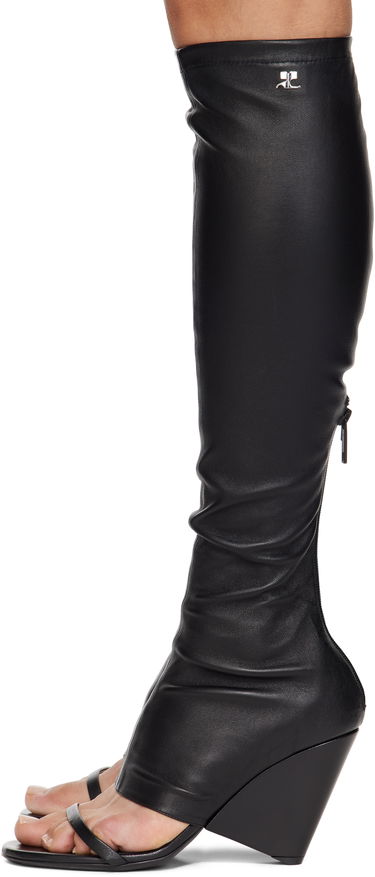 Облекло Courrèges Courrèges Oblique Wedged Leather Tall Boots Черно | 225SBT053AG0034, 2