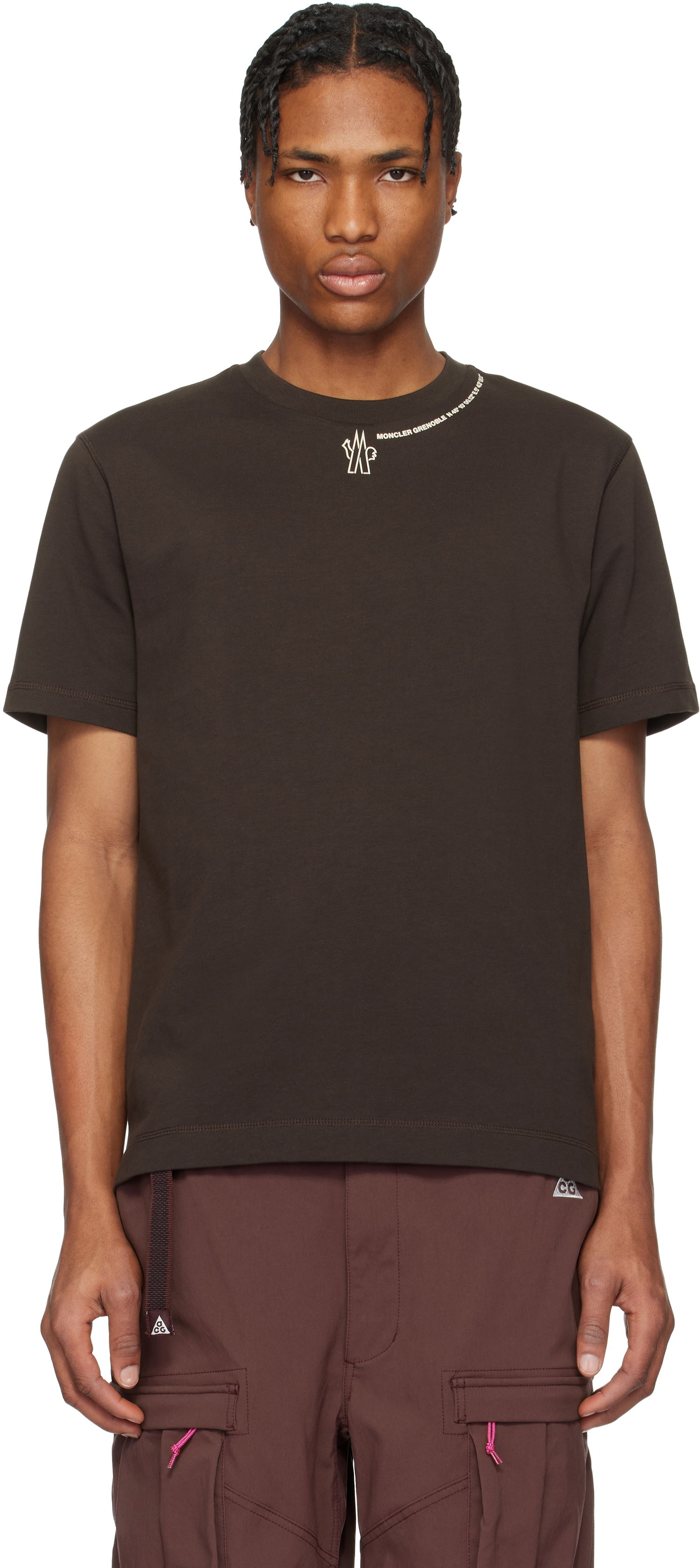 Тениска Moncler Moncler Grenoble Logo Cotton T-Shirt Кафяво | K10978C0000783927, 0