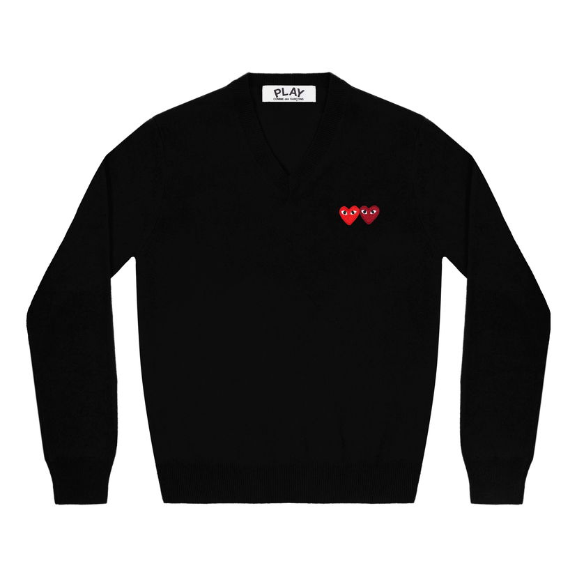 Пуловер Comme des Garçons COMME des GARCONS PLAY V-Neck Pullover with Two Heart Emblems Черно | AZ-N055-051-1