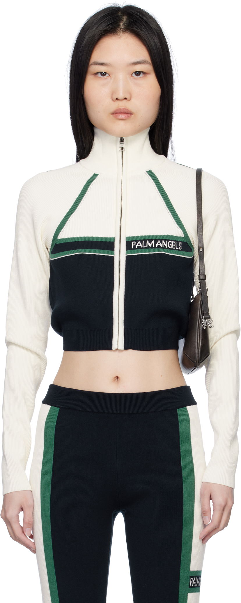 Яке Palm Angels Racing Zip Jacket Бяло | PWHF033S25KNI0014603