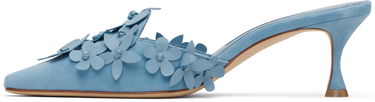 Аксесоари Manolo Blahnik Manolo Blahnik Harnes Floral Appliqué Suede Mules Синьо | 225-1763-0001, 2