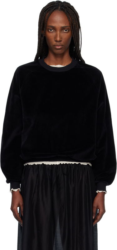 Суитчър Baserange Velvet Raglan Sweatshirt with Ruffle Trim Черно | PURR-VE-WI25, 0