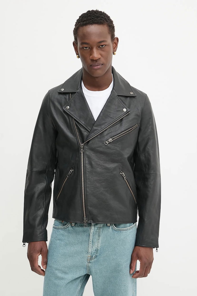 Яке Samsoe Samsoe Samsoe Samsoe SACOBAIN Leather Moto Jacket Черно | M25200027