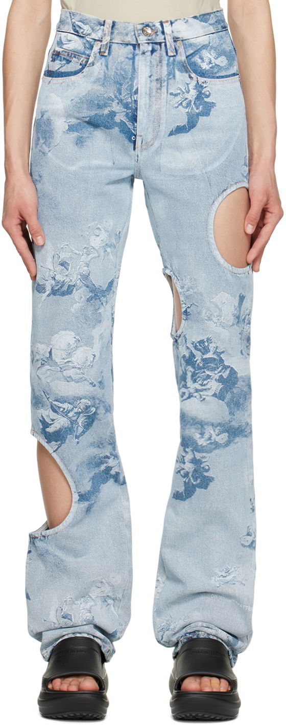 Дънки Off-White Off-White Sky Meteor Cutout Jeans Синьо | OWYA018S23DEN0034000, 0
