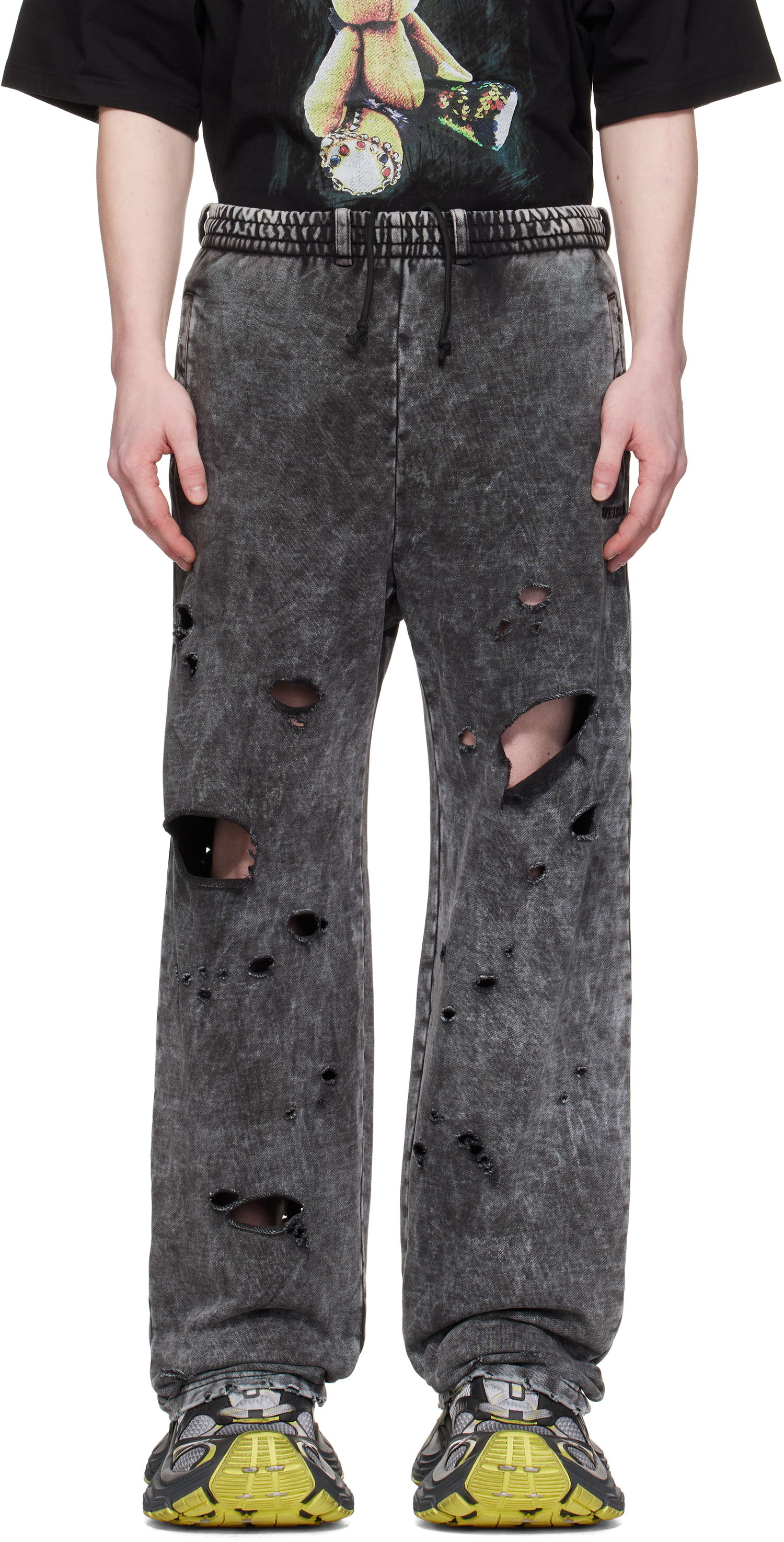Спортни панталони We11done We11done Destroyed Jersey Sweatpants Сиво | WD-TA0-25-726-U-BK, 0