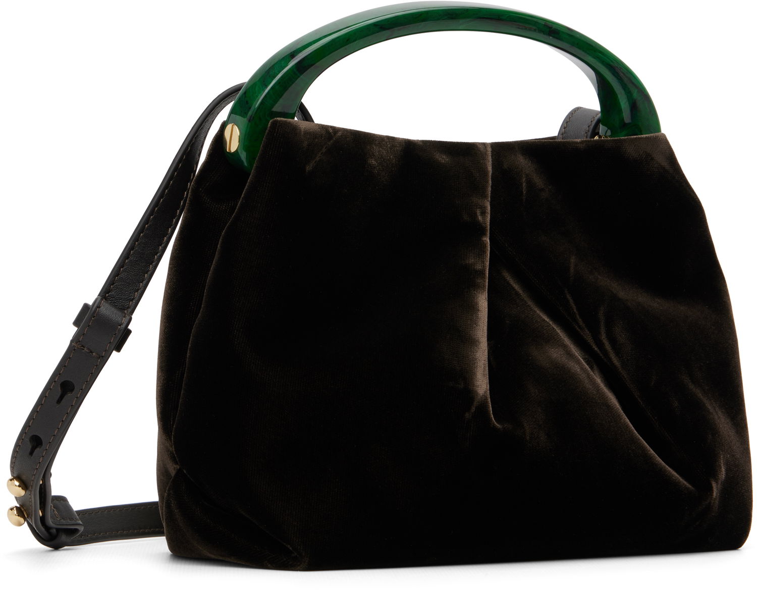 Дамска чанта Dries Van Noten Dries Van Noten Velvet Top Handle Bag Кафяво | 252-011524-653, 1