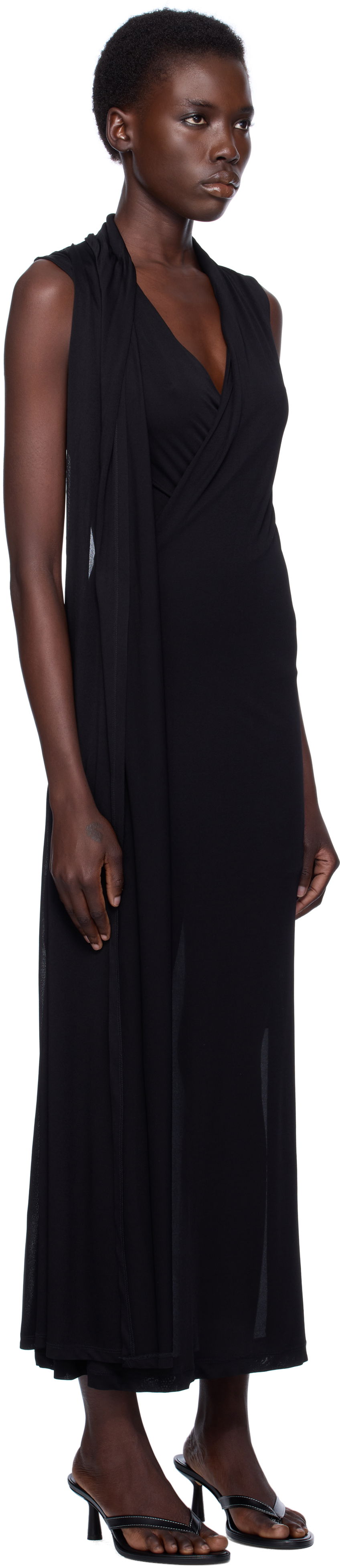 Pокля TOTEME TOTEME Overlapped Scarf Maxi Dress Черно | 253-WRD0235-FB0266, 1