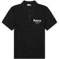 Поло тениска Alexander McQueen Embroidered Graffiti Logo Polo Tee Черно | 662551QXAAK-1000, 1