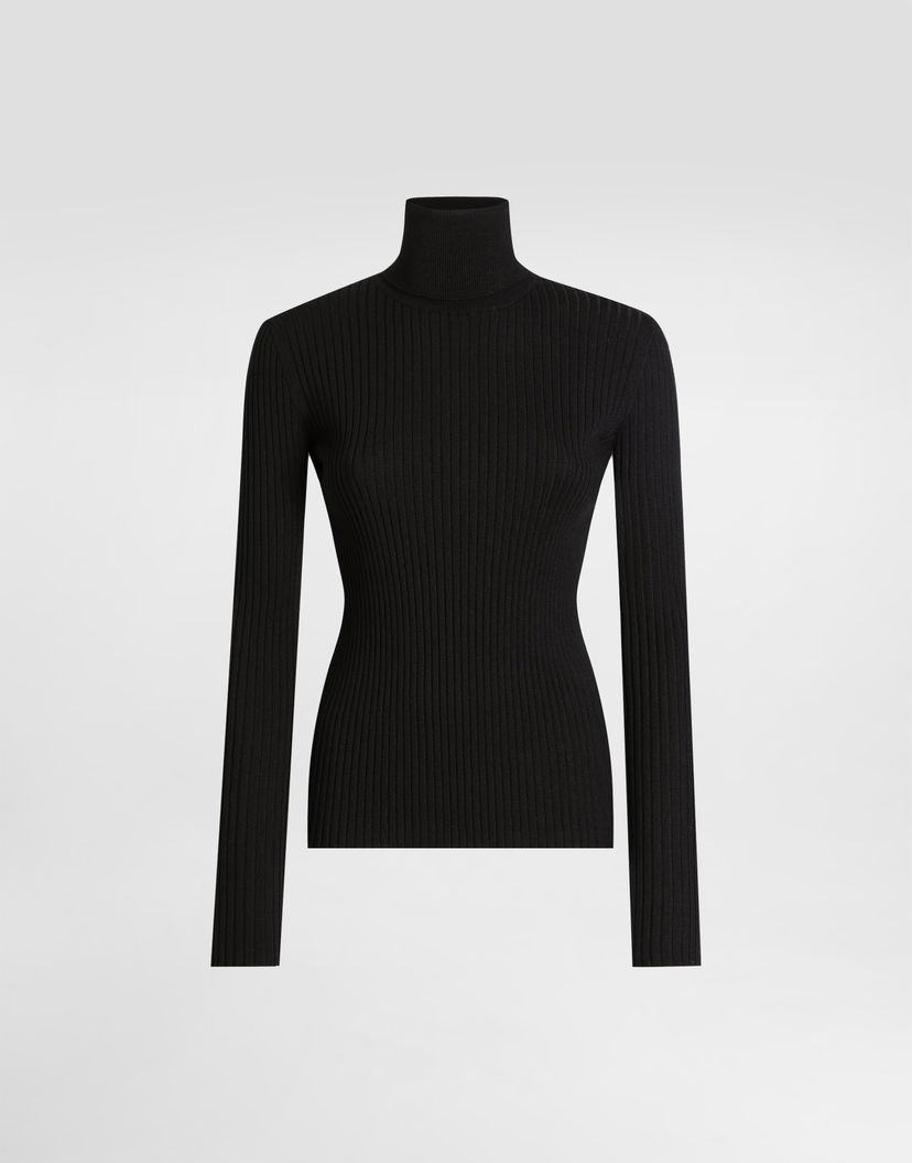 Пуловер Dolce & Gabbana Dolce & Gabbana Wool Ribbed Turtleneck Pullover Черно | FXW34TJDVDCN0000