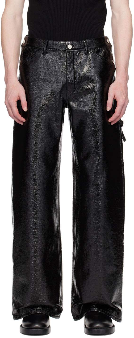 Карго панталони Courrèges Sailor Black Vinyl Trousers Черно | 124CPA188VY0014