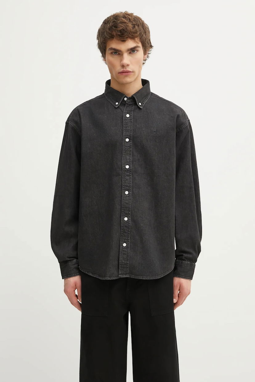 Риза Carhartt WIP Long Sleeve Relaxed Button-Down Denim Shirt Lucas Черно | I034525.8906