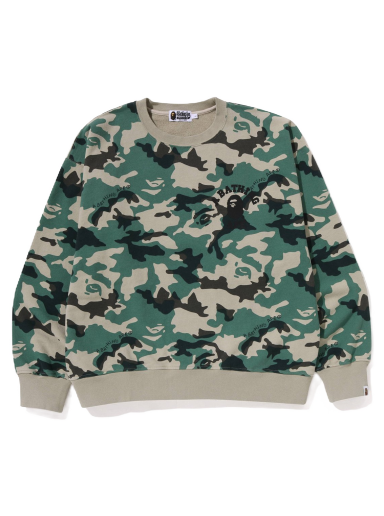 Пуловер BAPE Woodland Camo Loose Fit Crewneck Зелено | 1J30-113-011