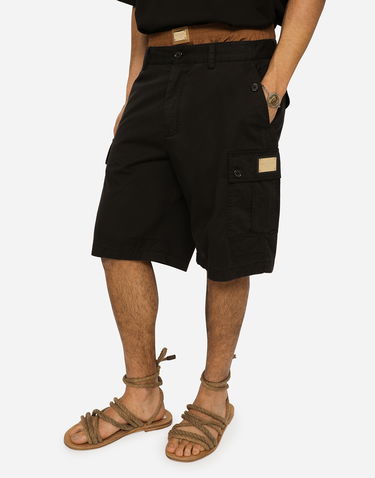 Карго панталони Dolce & Gabbana Stretch Cotton Cargo Shorts With Brand Plate Черно | GV5IHTFUFJRN0000, 3