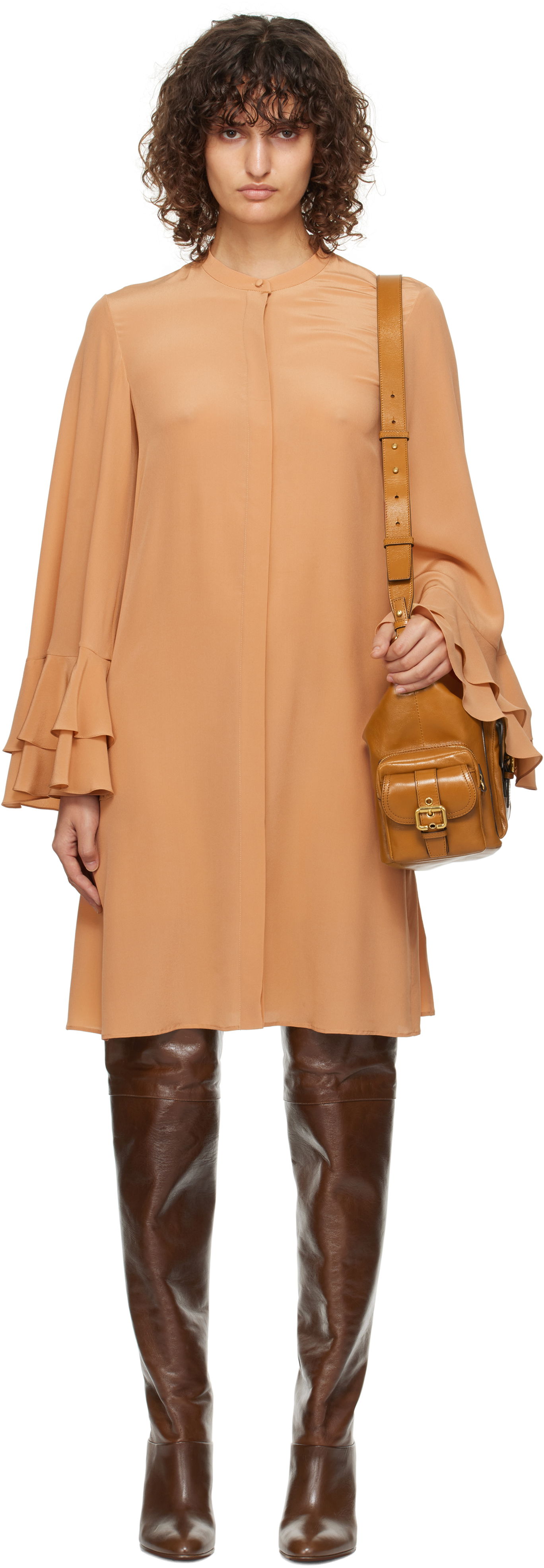 Pокля CHLOÉ Tiered Sleeve Mini Dress Оранжево
 | CH24WRO39125, 0