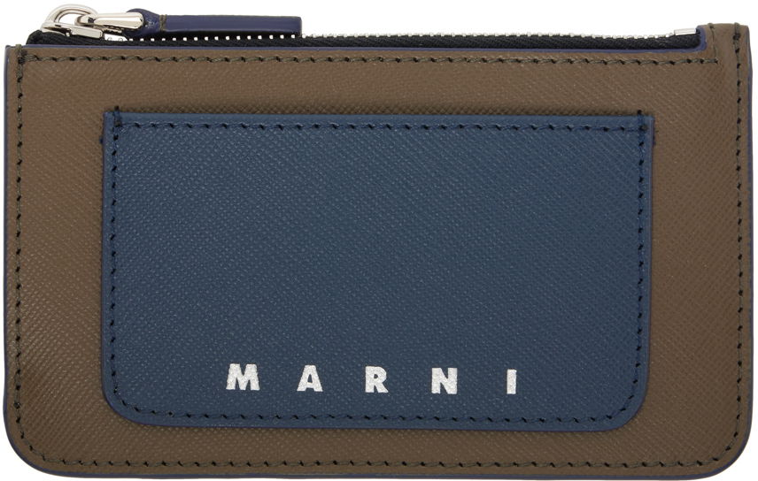 Портфейл Marni Saffiano Leather Card Holder Тъмно синьо | PFMI0080U0 LV520, 0