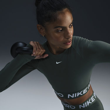Съкратен топ Nike Pro Dri-FIT Long Sleeve Crop Top Зелено | FV5484-338, 1