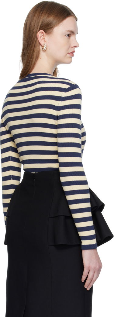 Тениска Valentino Valentino Striped Cotton T-Shirt Тъмно синьо | 7B3KC66N9JD, 2