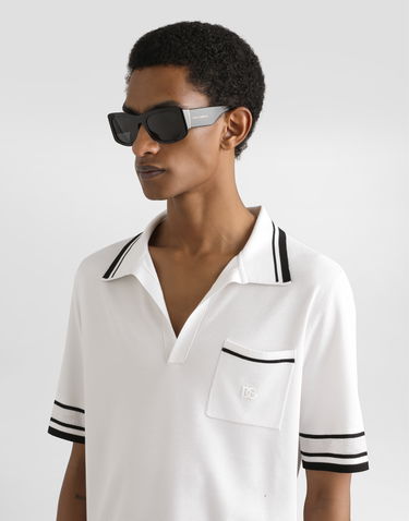 Поло тениска Dolce & Gabbana Dolce & Gabbana Silk Piqué Polo Shirt Бяло | GXZ74ZJBSLUW0800, 3