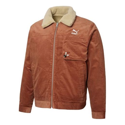 Яке бомбър Puma Cord Embroidered Logo Reversible Corduroy Jacket Кафяво | 534751-17, 0