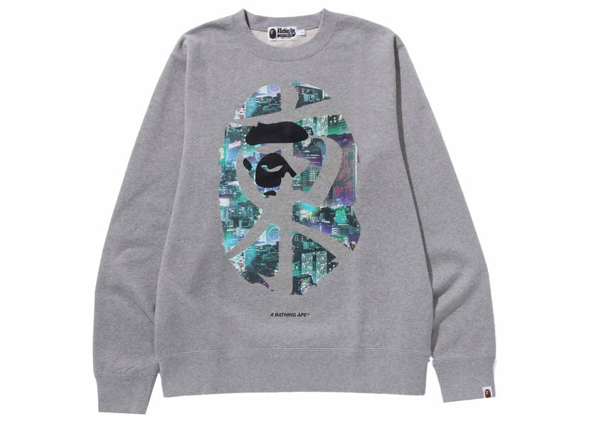 Суитчър BAPE BAPE Neon Tokyo Crewneck (FW23) Gray Сиво | 1J72-113-006