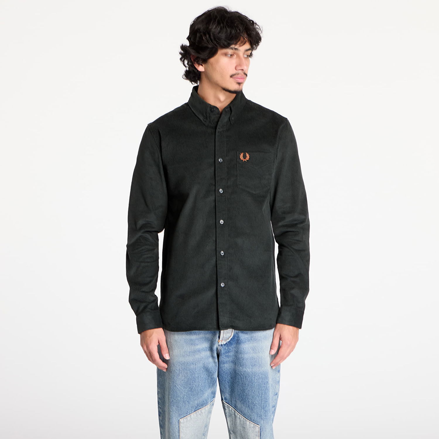 Риза Fred Perry Corduroy Shirt Long Sleeve Зелено | M8726 Q20, 0