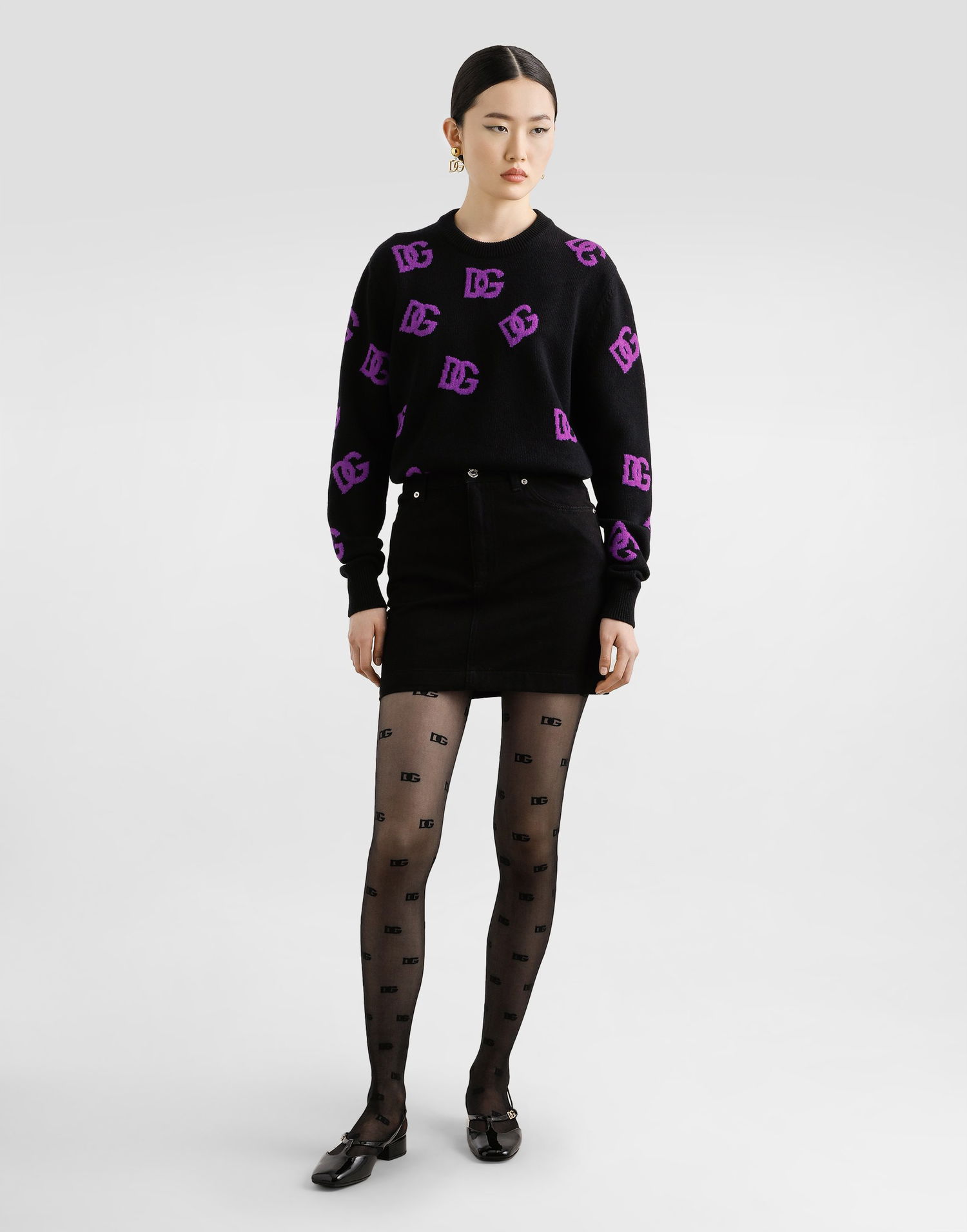 Пуловер Dolce & Gabbana Dolce & Gabbana Wool Pullover with DG Logo Print Черно | FXX06TJCVYXN9867, 1