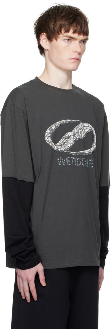 Тениска We11done We11done Pearl Logo Layered Long Sleeve T-Shirt Сиво | WD-TT2-25-739-U-CH, 1