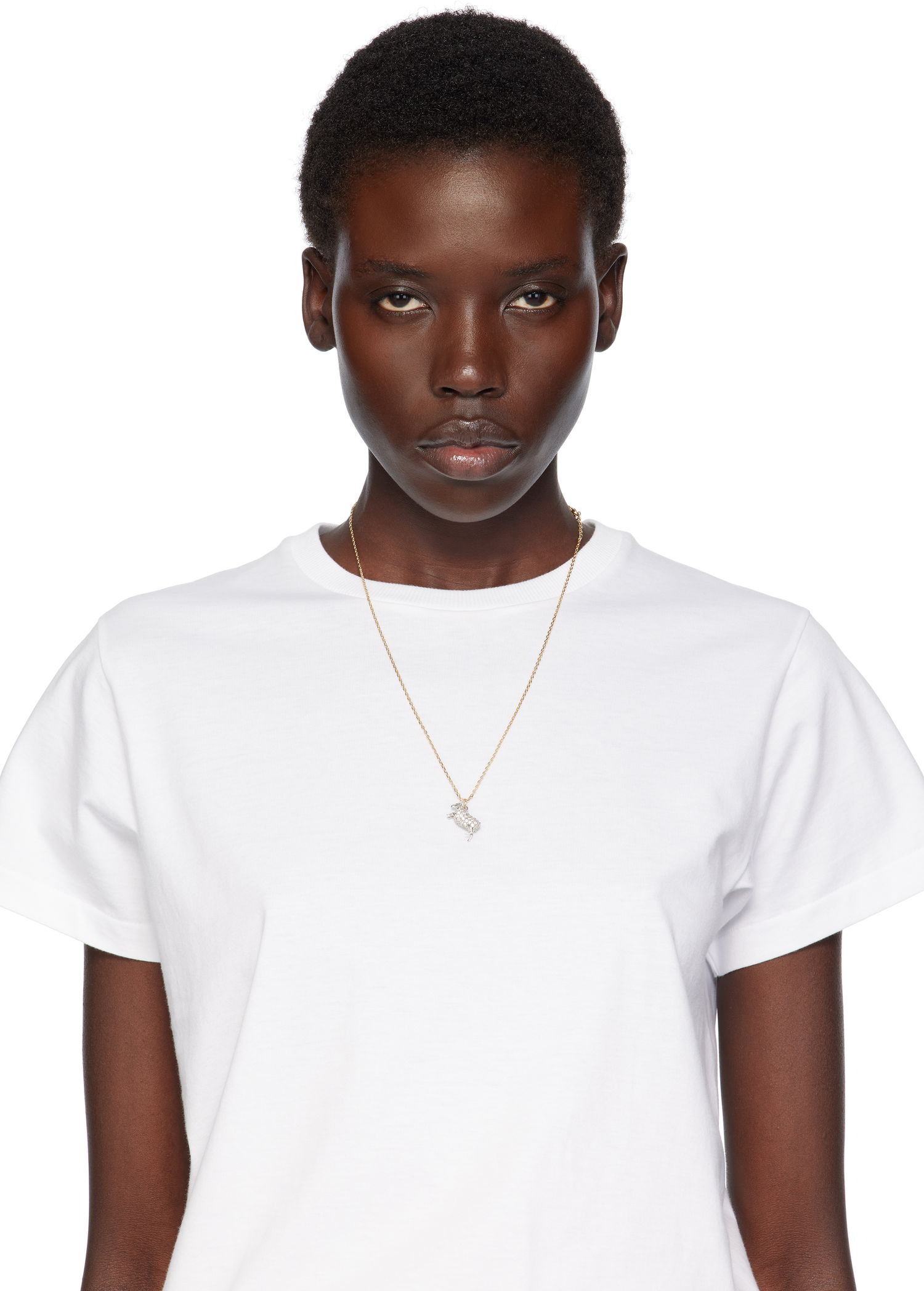 Колие Burberry Burberry Gold-Tone Crystal Sheep Pendant Necklace Металик | 8112029, 1