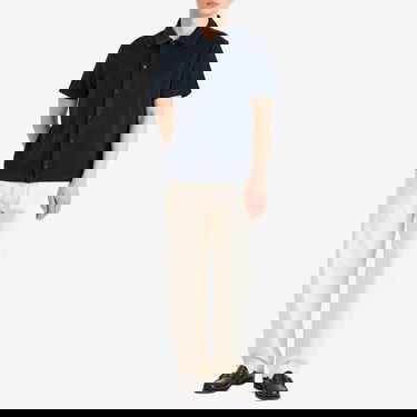 Риза A.P.C. Nicolo Terry Fleece Short Sleeve Shirt, Size Small Тъмно синьо | COEWT-H26501-IAK, 4