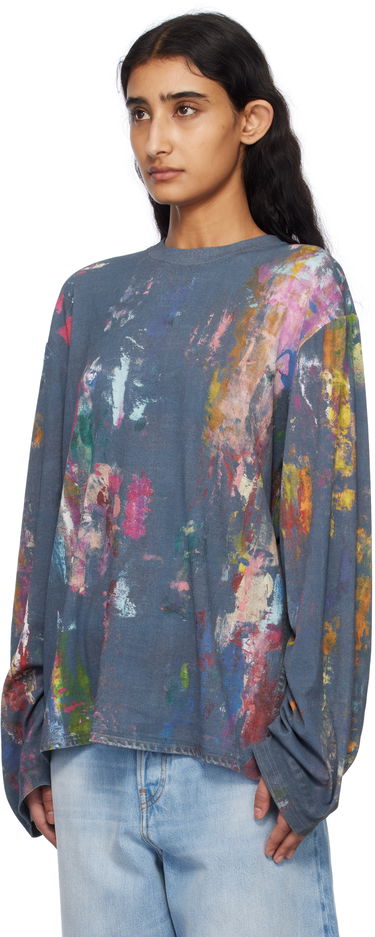 Пуловер Acne Studios Acne Studios Paint Splatter Long Sleeve T-Shirt Синьо | CL0342-, 3