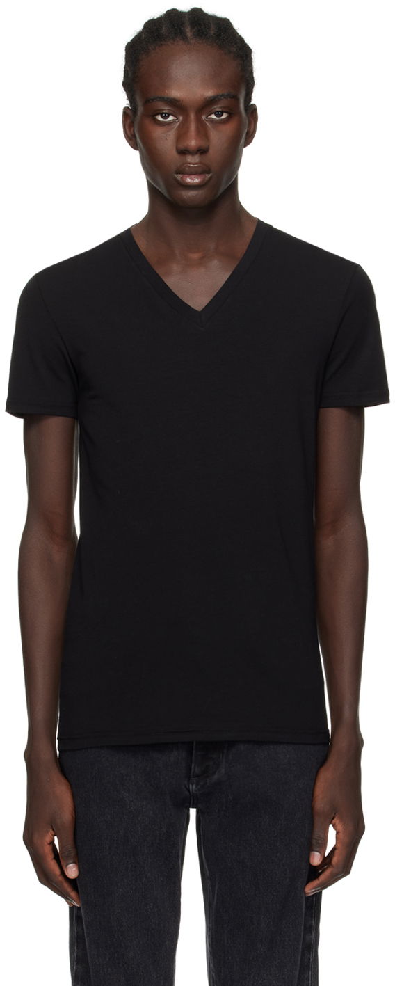 Тениска ZEGNA V-Neck T-Shirt Черно | N2M800090-001