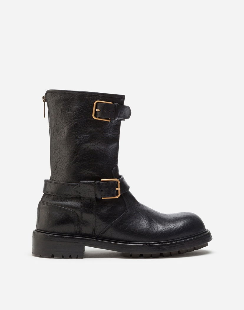 Аксесоари Dolce & Gabbana Dolce & Gabbana Horsehide Biker Boots Черно | A70032AW35280999