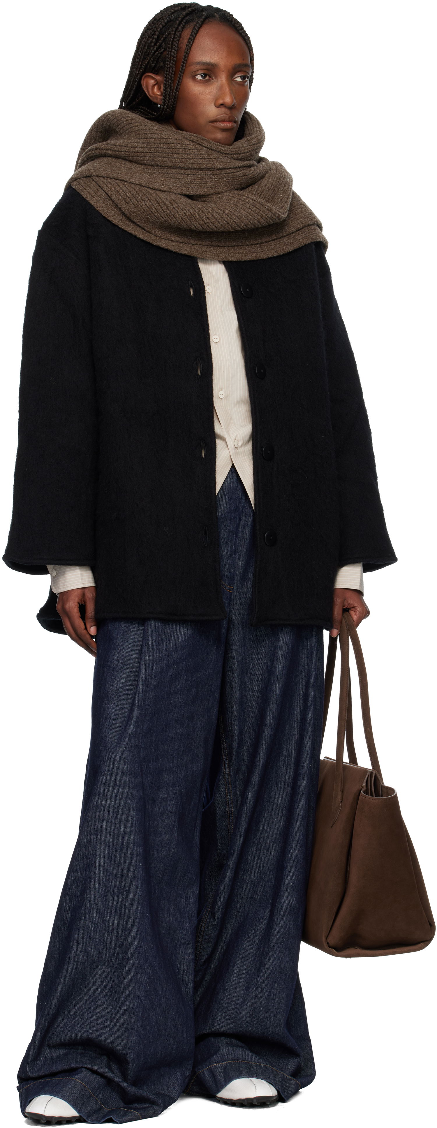 Шал Baserange Mea Ribbed Scarf Кафяво | ACMS-MW-WI25, 1