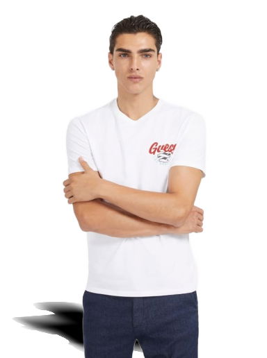 Тениска GUESS Front Logo Stretch T-Shirt Бяло | M3BI29J1314