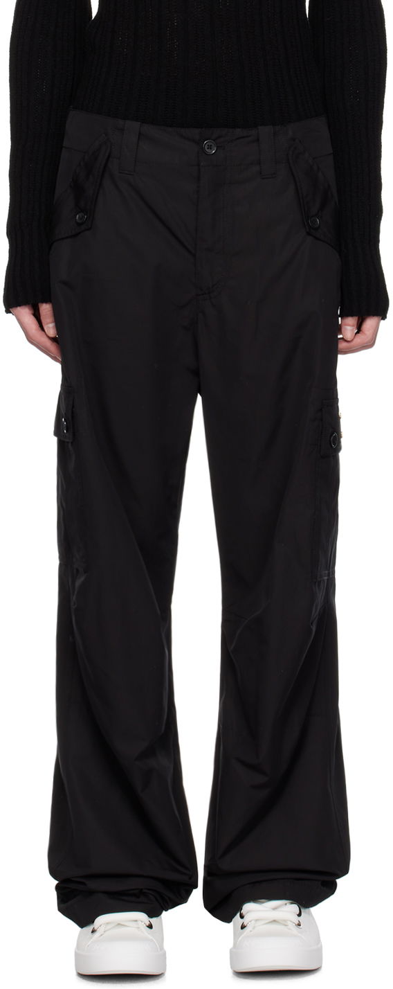 Black Plaque Cargo Pants