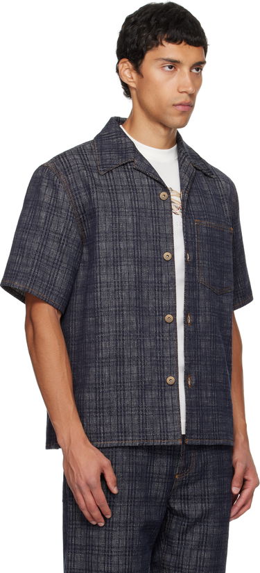 Риза Burberry Burberry Relaxed Fit Check Denim Shirt Синьо | 8113431, 1