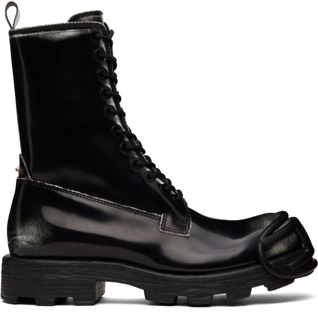 D-Hammer Bt D Lace-Up High-Top Boots with Shiny Finish and Rubber Toe