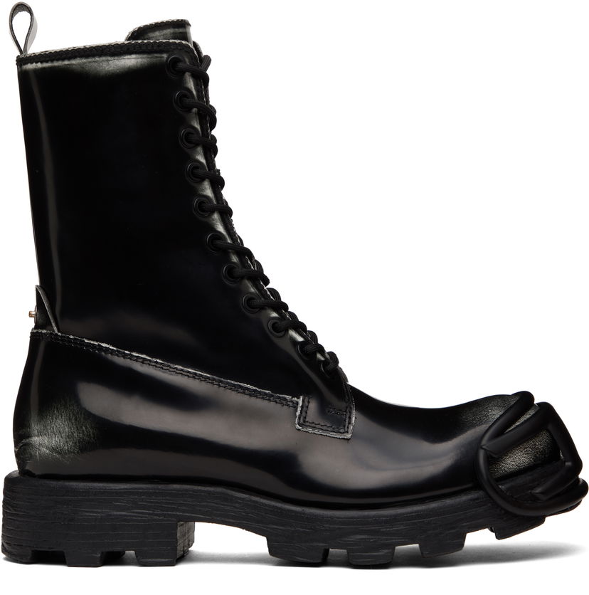 Кецове и обувки Diesel D-Hammer Bt D Lace-Up High-Top Boots with Shiny Finish and Rubber Toe Черно | Y03228-P8435-H1532