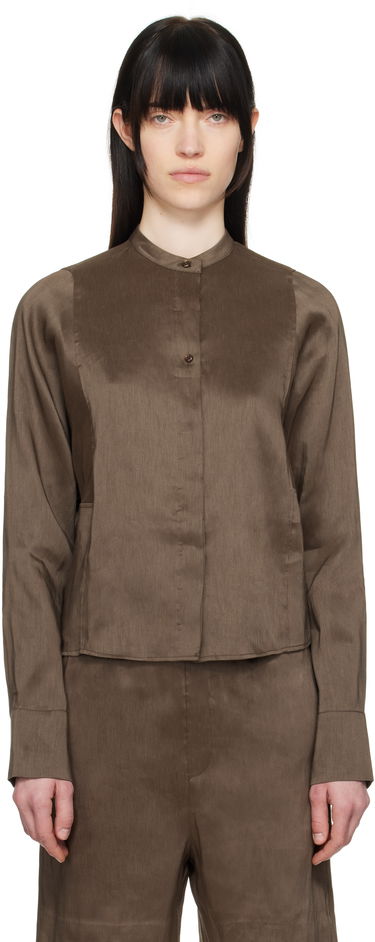 Риза Loulou de Saison Loulou de Saison Siara Band Collar Blouse Кафяво | SIARA, 0