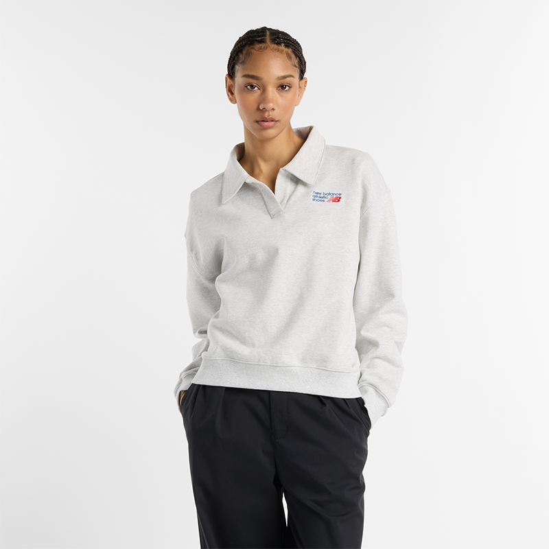 Пуловер New Balance Collared Sweatshirt Сиво | NBWT51513AHH, 0