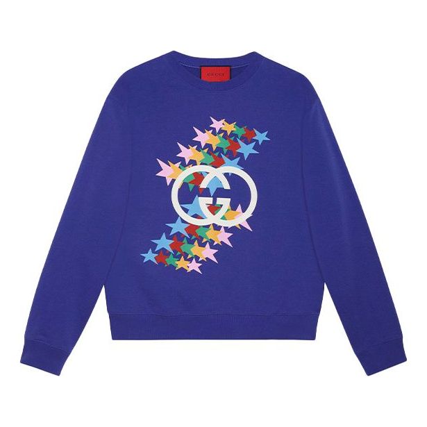 Суитчър Gucci Stars Print Crewneck Sweatshirt Синьо | 626990-XJDNK-4120, 0