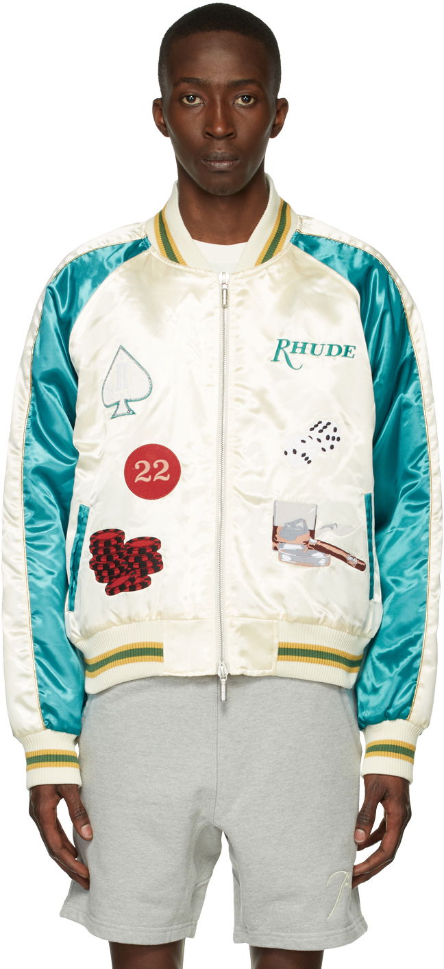 Яке бомбър Rhude Smoking Graphic Print Bomber Jacket Бяло | RHSS22JA13188377, 0