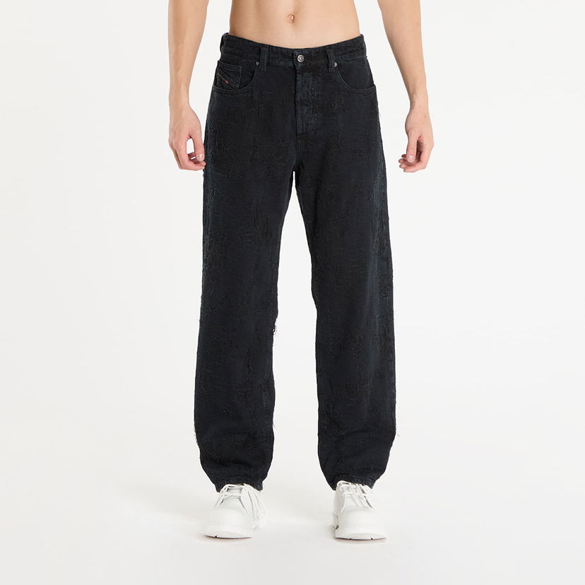 Панталони Diesel 2024 D-Macs Textured Wide-Leg Trousers Черно | MACS_007BW 01