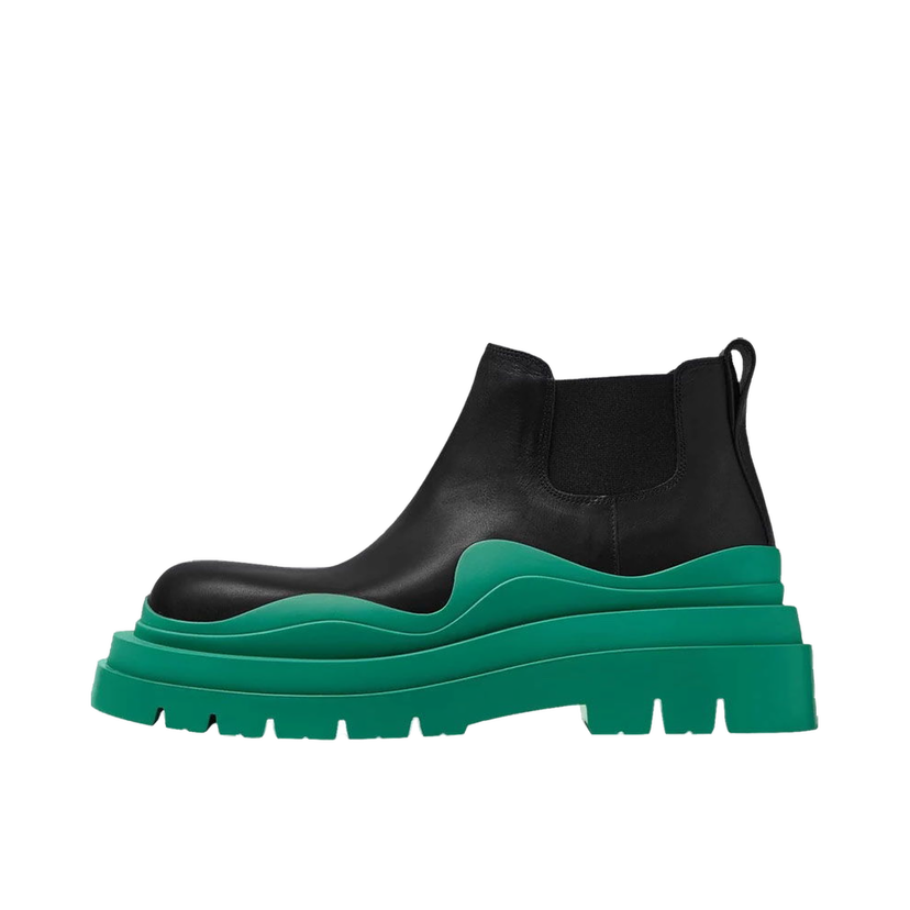 Кецове и обувки Bottega Veneta Tire Boot Mid Black Acid Turquoise Зелено | 630281VBS501489