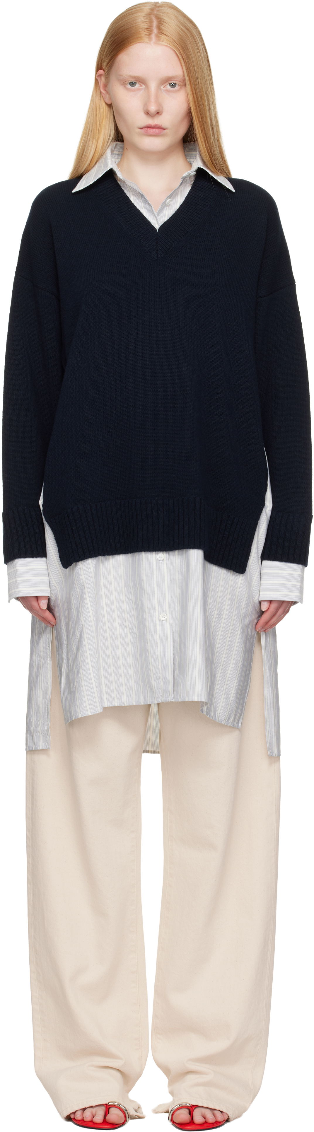 Пуловер Stella McCartney Stella McCartney Crewneck Jumper Shirt Dress Тъмно синьо | 6K10643S2583, 0